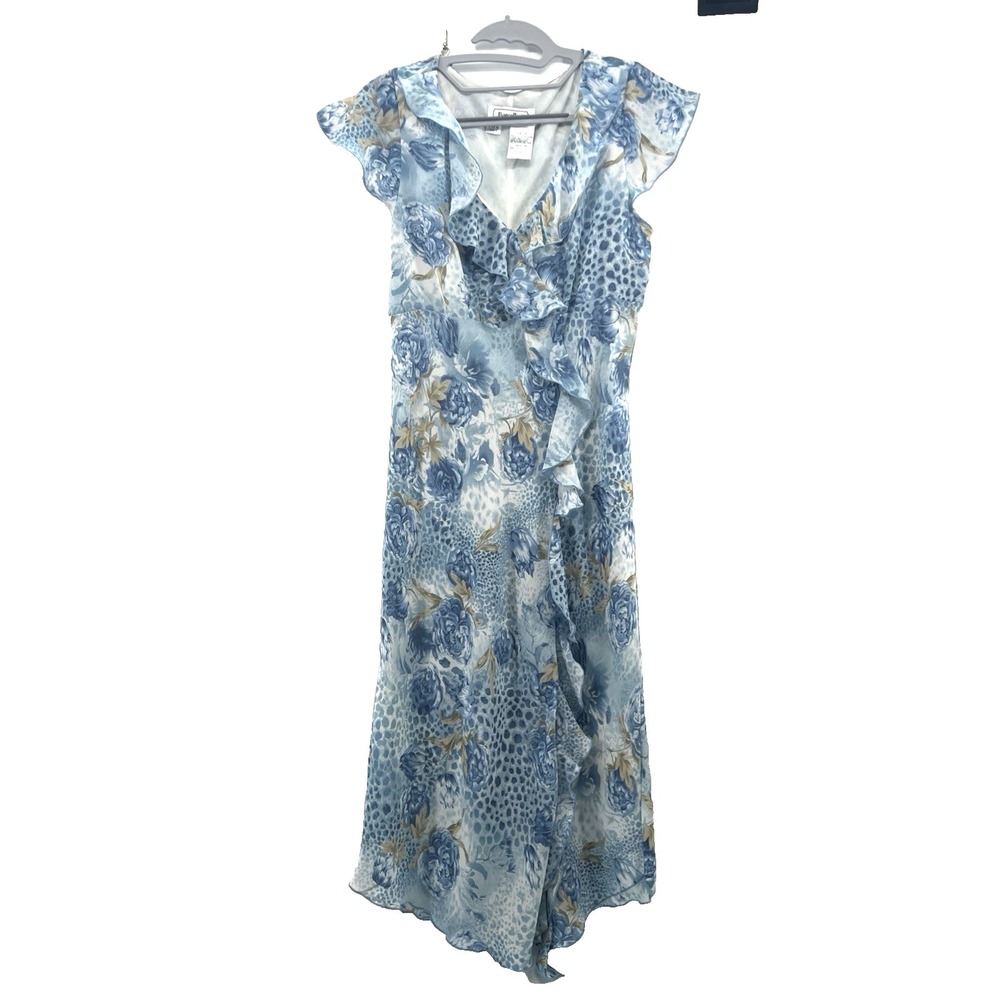 Vintage Borcellini Y2K Maxi Dress 10 Fairy Whimsy Floral 90s Asymmetric Ruffle